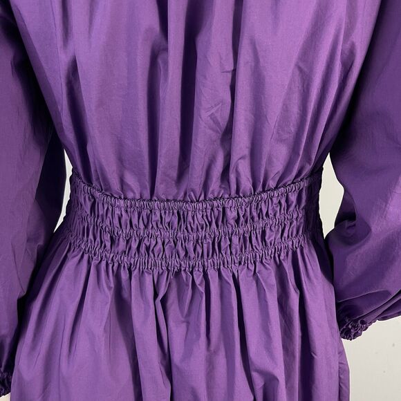 Rebecca Taylor Smocked Waist Midi Milkmaid Dress Small Purple Wimsigoth Grunge - Picture 8 of 16